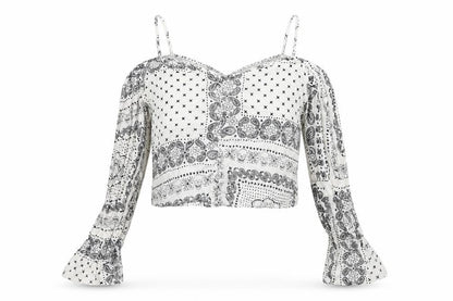 Womens UK Size 8 H&M White Cropped Blouse