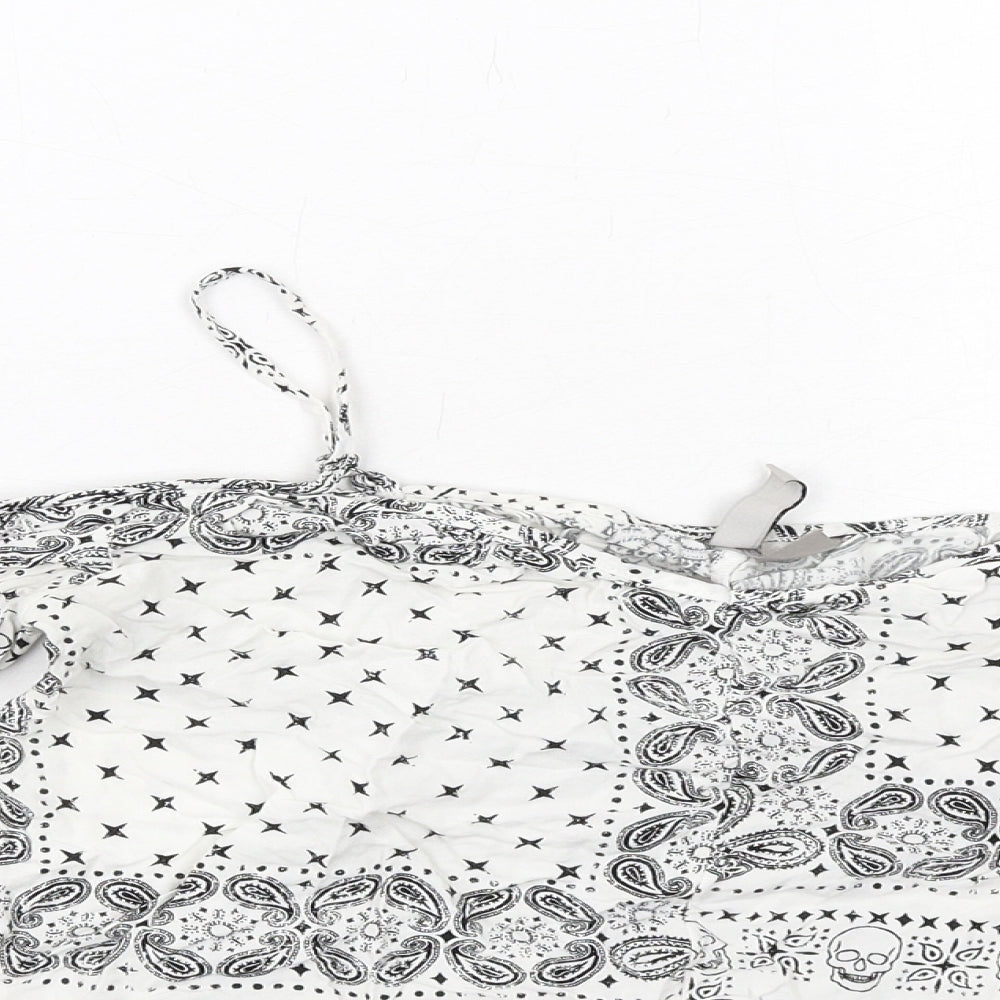 Womens UK Size 8 H&M White Cropped Blouse