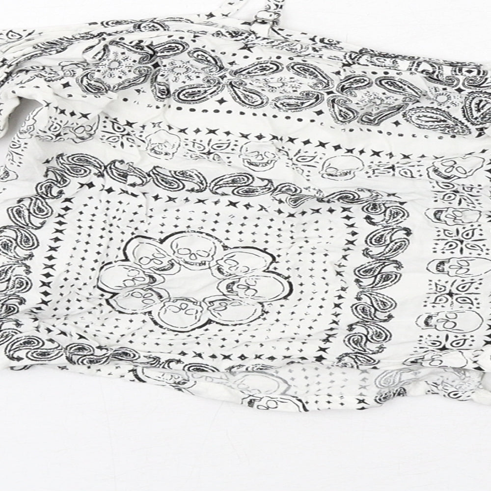 Womens UK Size 8 H&M White Cropped Blouse