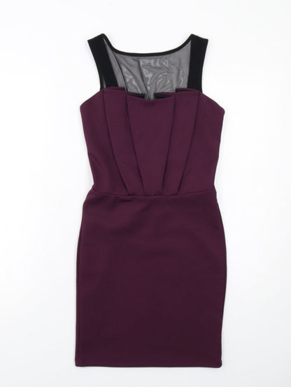 Miss Selfridge Womens Purple Polyester Shift Size 8 Square Neck Pullover