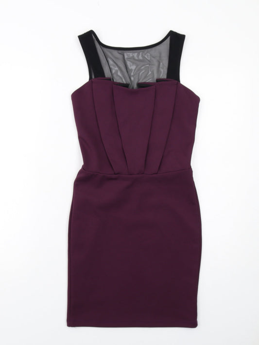 Miss Selfridge Womens Purple Polyester Shift Size 8 Square Neck Pullover