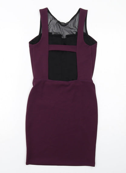 Miss Selfridge Womens Purple Polyester Shift Size 8 Square Neck Pullover