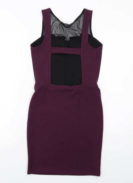 Miss Selfridge Womens Purple Polyester Shift Size 8 Square Neck Pullover