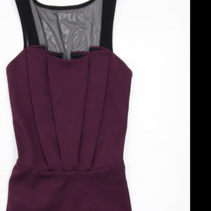 Miss Selfridge Womens Purple Polyester Shift Size 8 Square Neck Pullover