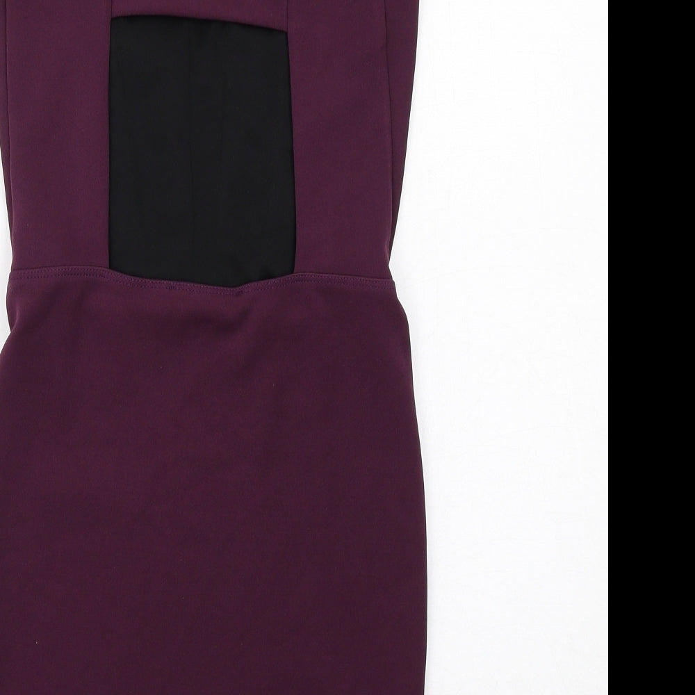 Miss Selfridge Womens Purple Polyester Shift Size 8 Square Neck Pullover