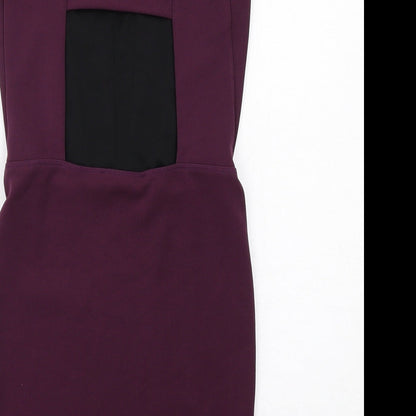 Miss Selfridge Womens Purple Polyester Shift Size 8 Square Neck Pullover