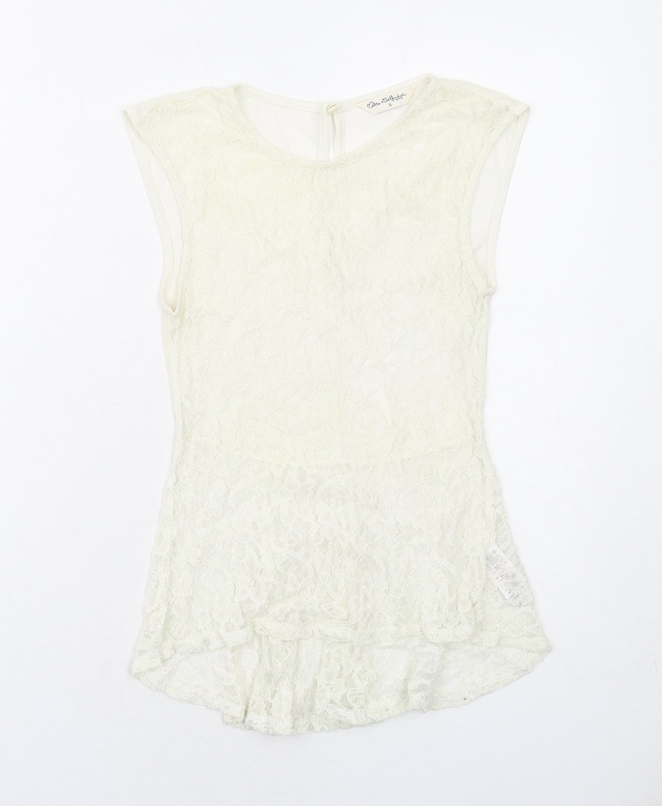 Miss Selfridge Womens Ivory Nylon Basic Tank Size 6 Round Neck