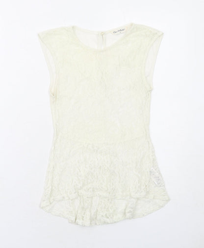 Miss Selfridge Womens Ivory Nylon Basic Tank Size 6 Round Neck