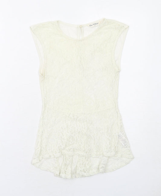 Miss Selfridge Womens Ivory Nylon Basic Tank Size 6 Round Neck