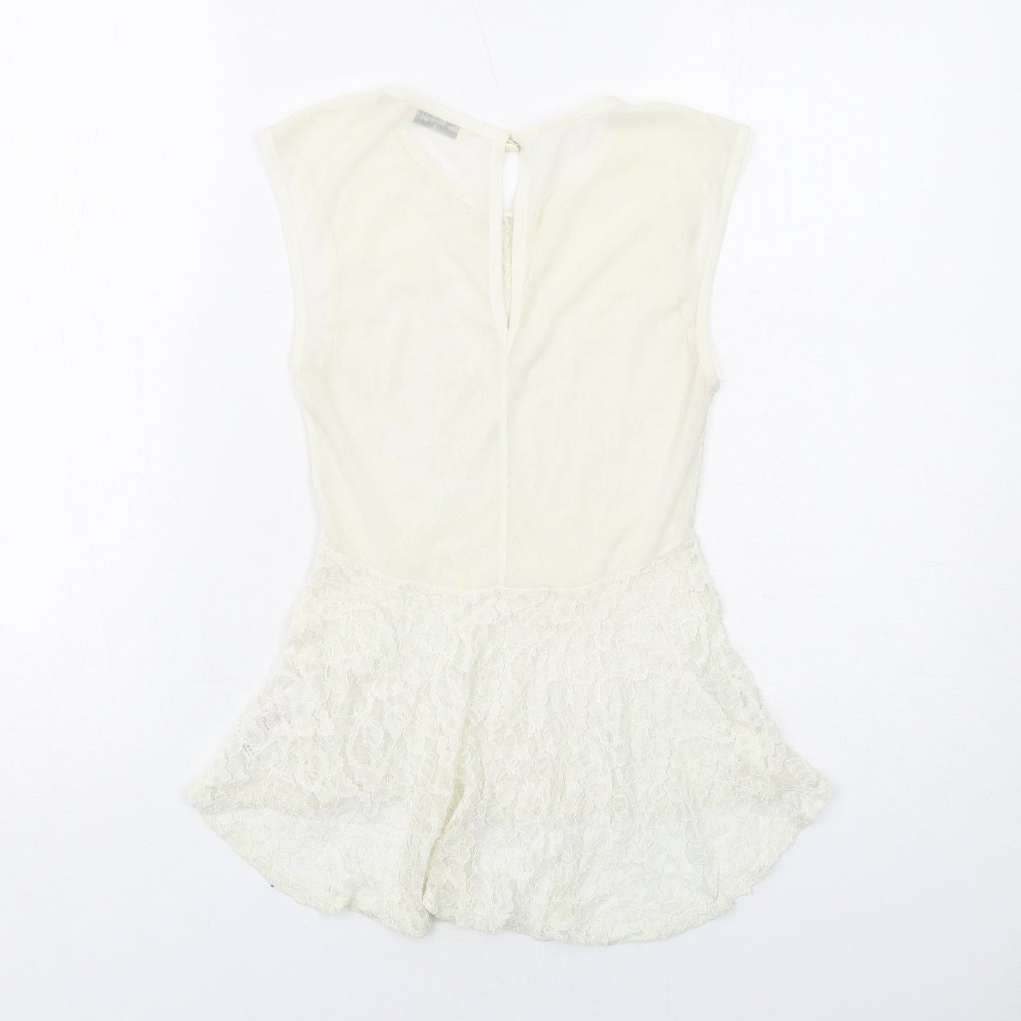 Miss Selfridge Womens Ivory Nylon Basic Tank Size 6 Round Neck