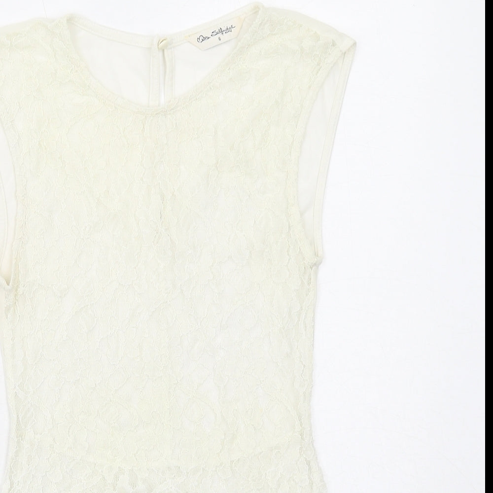 Miss Selfridge Womens Ivory Nylon Basic Tank Size 6 Round Neck