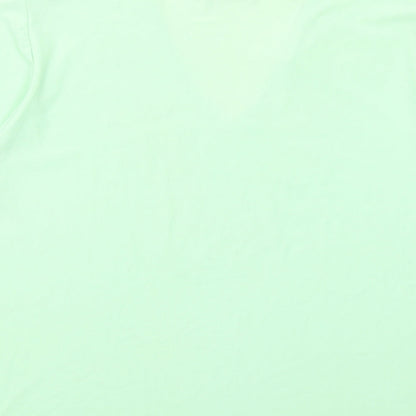 La Rochelle Womens Green Polyester Basic Blouse Size XL V-Neck