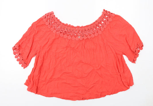 Womens UK Size 12 River Island Red Basic Blouse