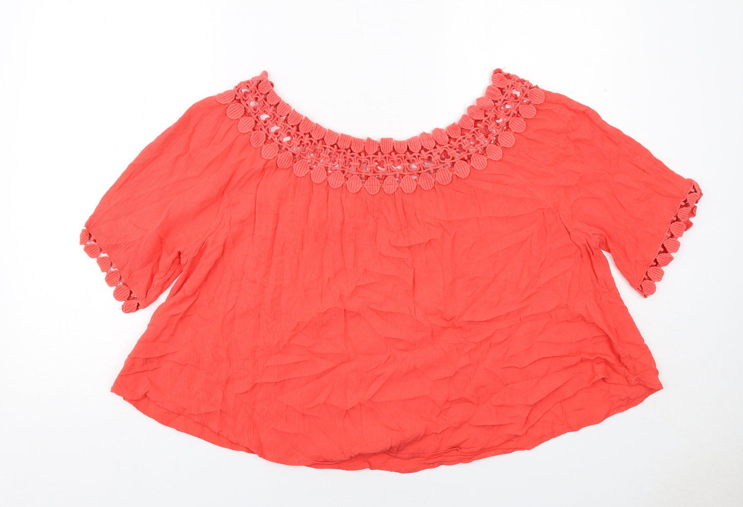 Womens UK Size 12 River Island Red Basic Blouse
