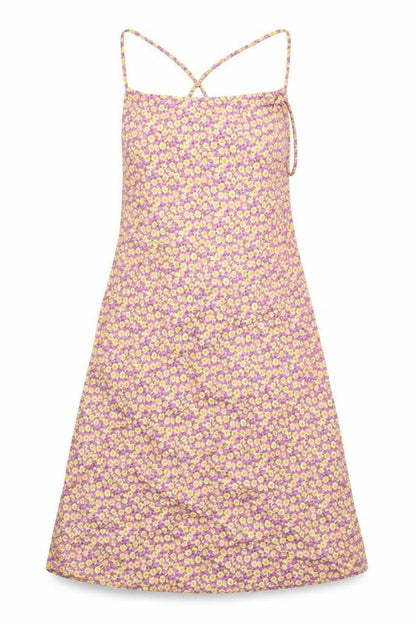 Motel Womens Purple Floral Viscose A-Line Size M Square Neck Tie