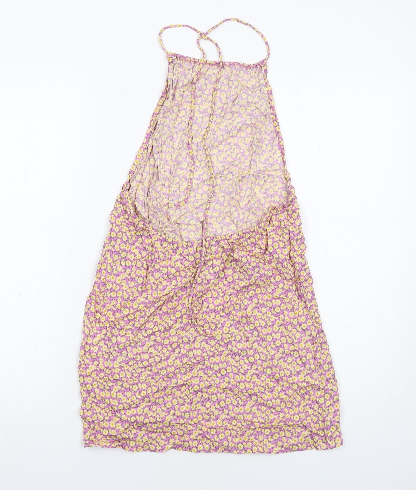 Motel Womens Purple Floral Viscose A-Line Size M Square Neck Tie