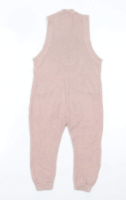 H&M Girls Pink Cotton Jumpsuit One-Piece Size 3 Years Button