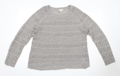 Monsoon Womens Grey Round Neck Geometric Acrylic Pullover Jumper Size L