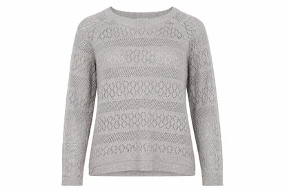 Monsoon Womens Grey Round Neck Geometric Acrylic Pullover Jumper Size L