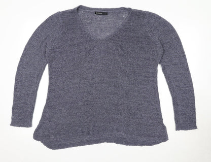 David Jones Womens Blue V-Neck Acrylic Pullover Jumper Size L