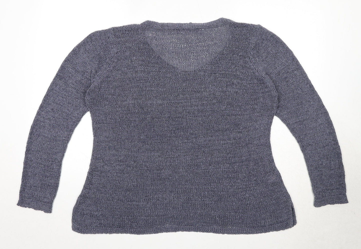 David Jones Womens Blue V-Neck Acrylic Pullover Jumper Size L