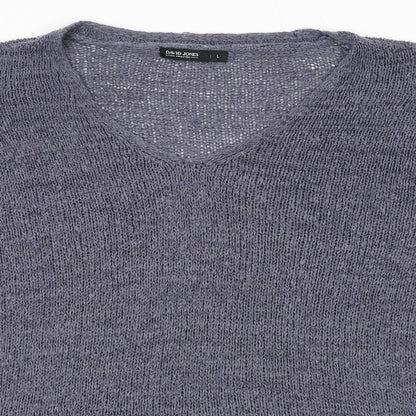 David Jones Womens Blue V-Neck Acrylic Pullover Jumper Size L