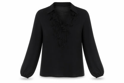Boohoo Womens Black Polyester Basic Blouse Size 12 V-Neck