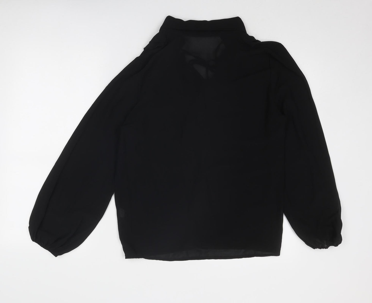 Boohoo Womens Black Polyester Basic Blouse Size 12 V-Neck