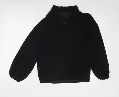 Boohoo Womens Black Polyester Basic Blouse Size 12 V-Neck