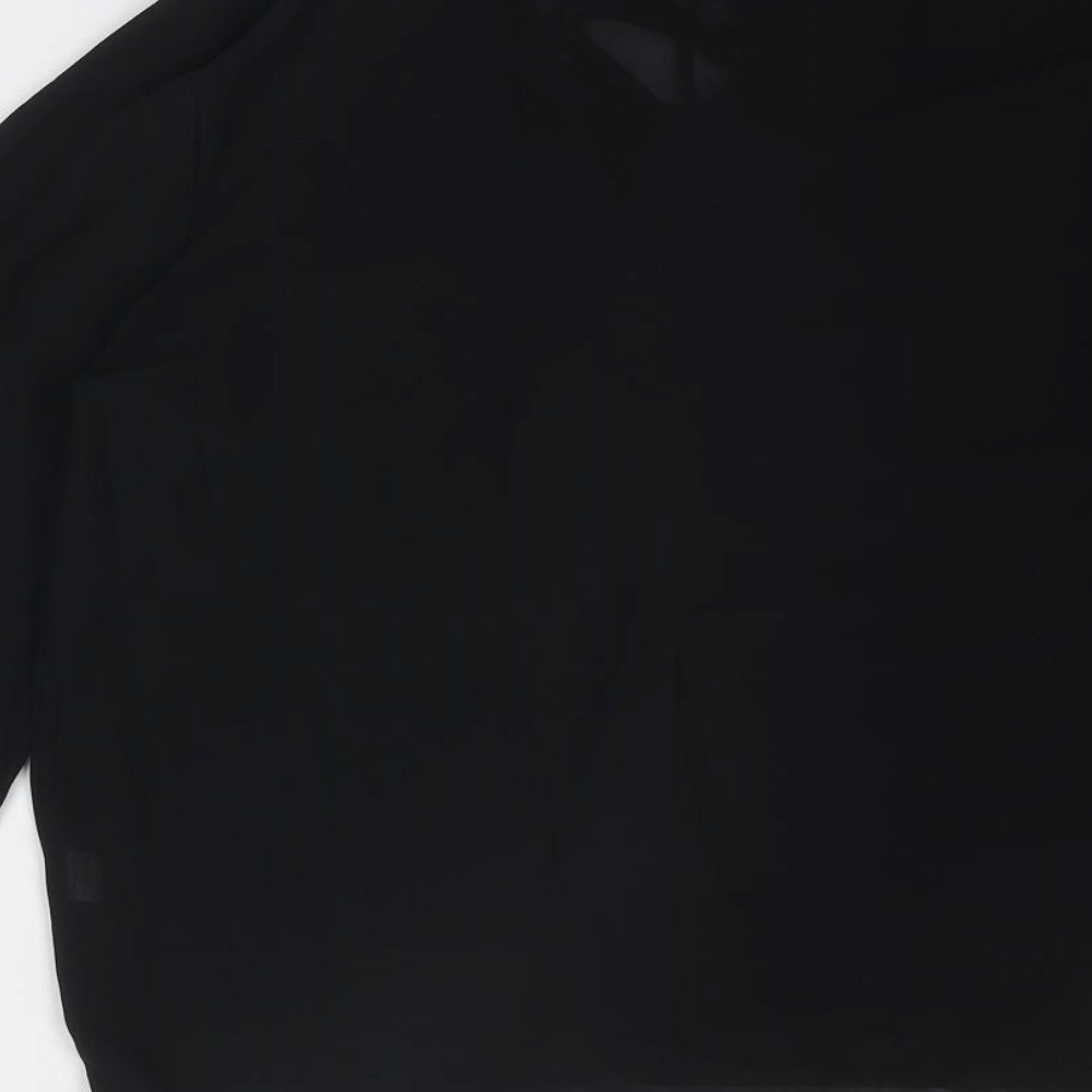 Boohoo Womens Black Polyester Basic Blouse Size 12 V-Neck