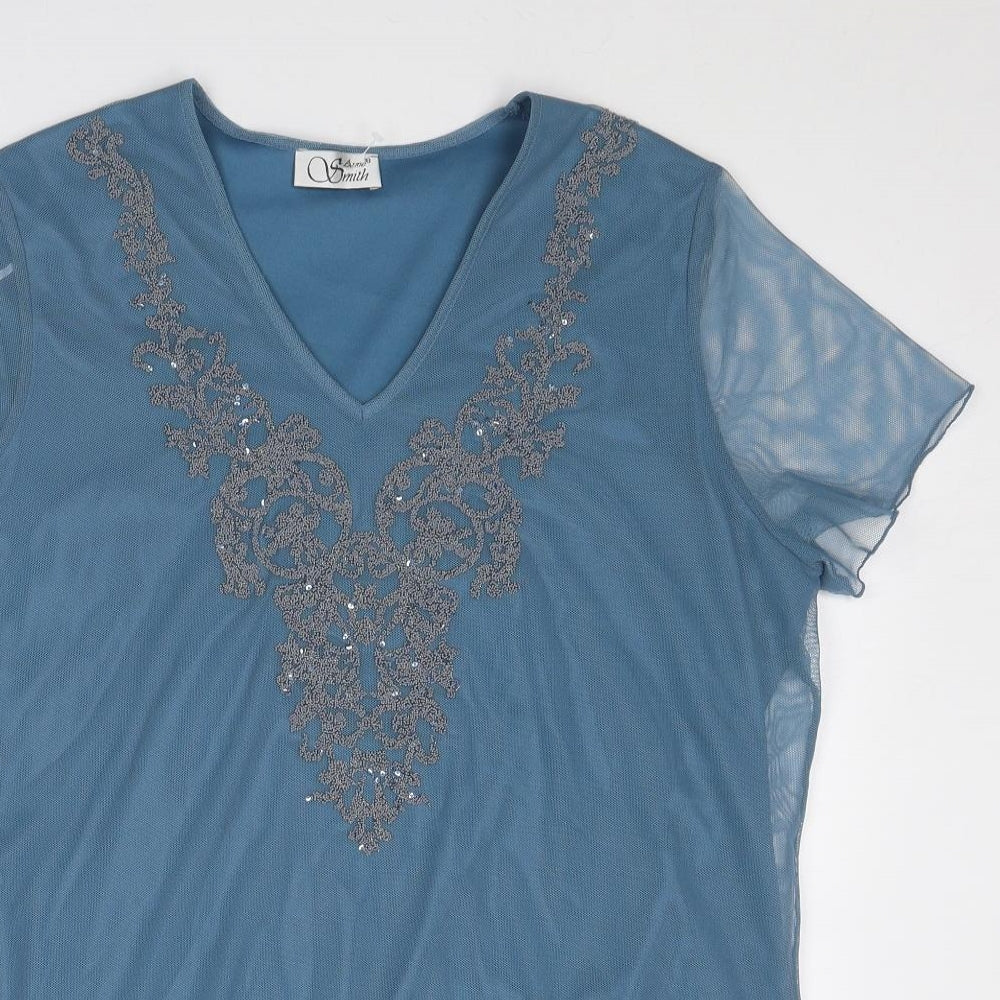Womens UK Size 18 Anne Smith Blue Basic Blouse