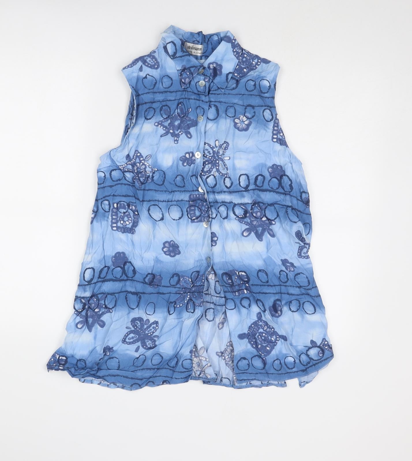 Womens UK Size 12 Steilmann Blue Basic Button-Up
