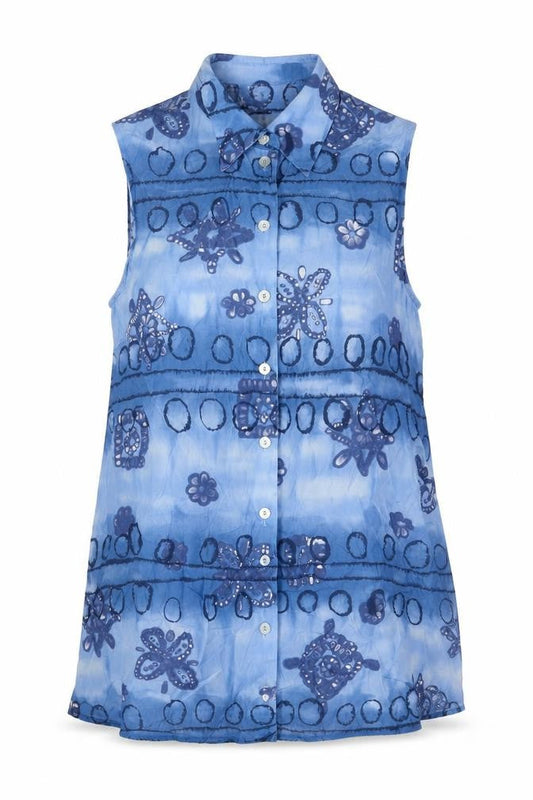 Womens UK Size 12 Steilmann Blue Basic Button-Up