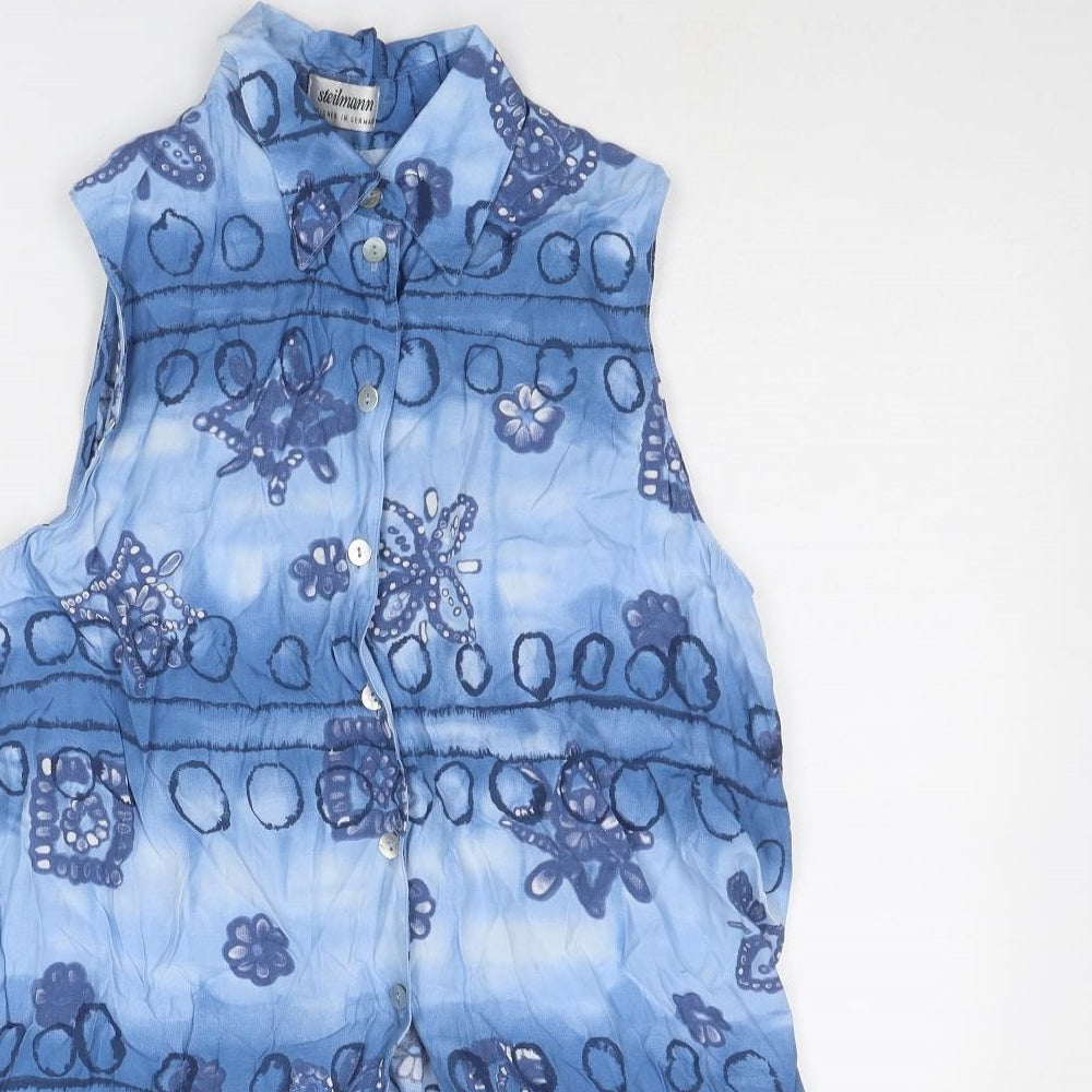 Womens UK Size 12 Steilmann Blue Basic Button-Up