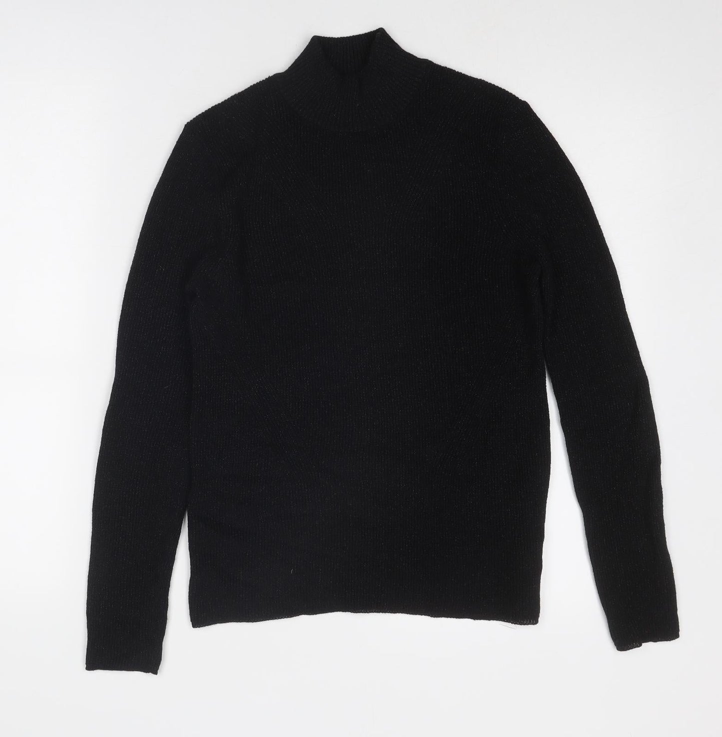 b.young Womens Black Mock Neck Cotton Pullover Jumper Size S