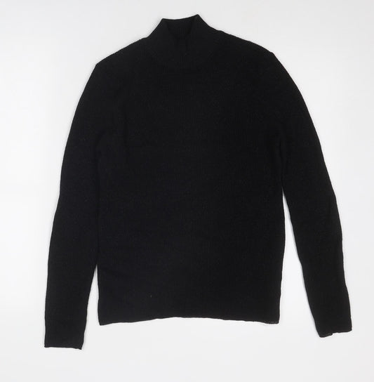 b.young Womens Black Mock Neck Cotton Pullover Jumper Size S