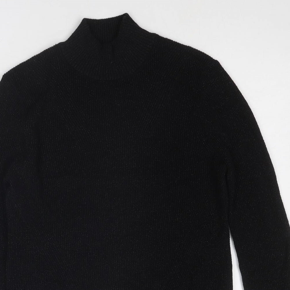 b.young Womens Black Mock Neck Cotton Pullover Jumper Size S