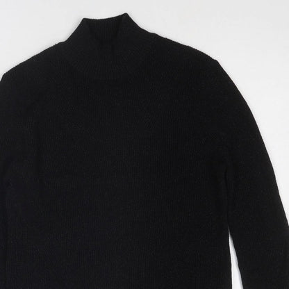 b.young Womens Black Mock Neck Cotton Pullover Jumper Size S