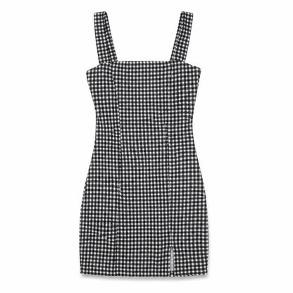 Divided by H&M Womens Black Gingham Polyester Pinafore/Dungaree Dress Size S Square Neck Pullover