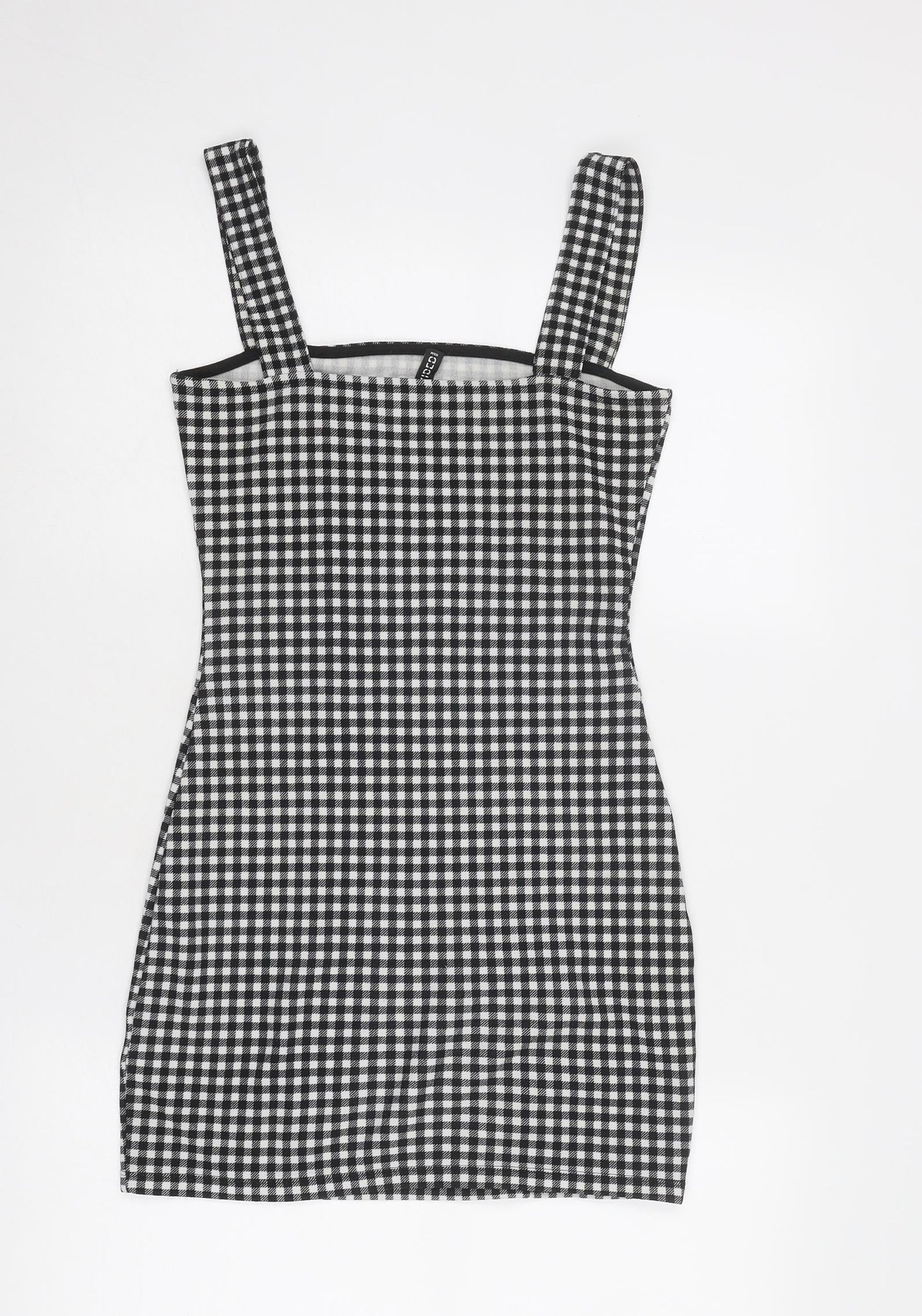 Divided by H&M Womens Black Gingham Polyester Pinafore/Dungaree Dress Size S Square Neck Pullover