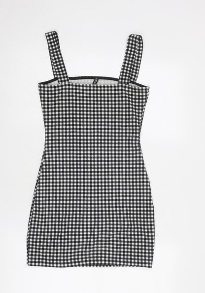 Divided by H&M Womens Black Gingham Polyester Pinafore/Dungaree Dress Size S Square Neck Pullover