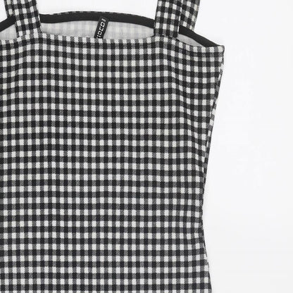 Divided by H&M Womens Black Gingham Polyester Pinafore/Dungaree Dress Size S Square Neck Pullover