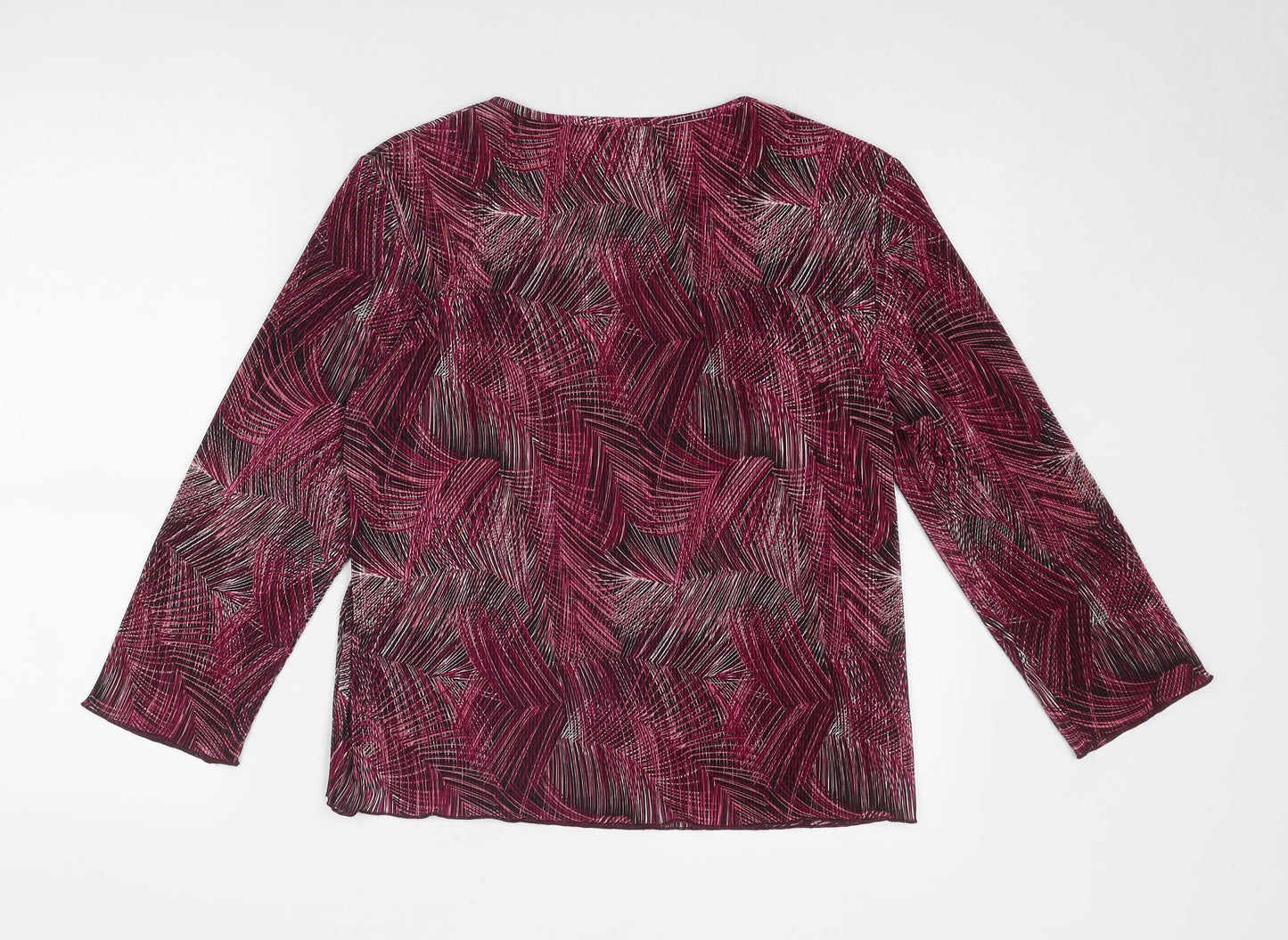 CC Womens Red Geometric Polyester Basic Blouse Size L Boat Neck