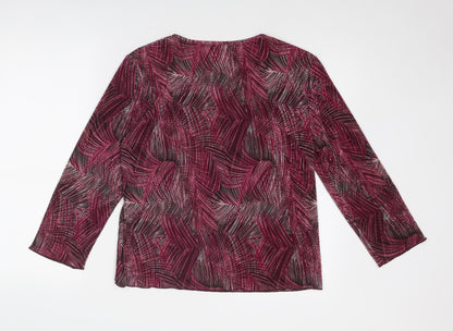 CC Womens Red Geometric Polyester Basic Blouse Size L Boat Neck