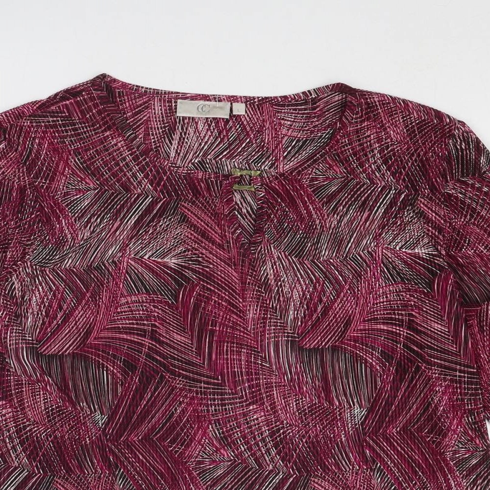 CC Womens Red Geometric Polyester Basic Blouse Size L Boat Neck