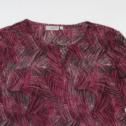CC Womens Red Geometric Polyester Basic Blouse Size L Boat Neck