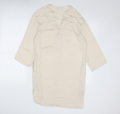 H&M Womens Ivory Polyester Kaftan Size 6 V-Neck Pullover