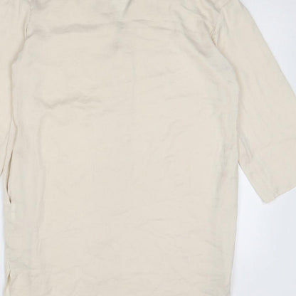 H&M Womens Ivory Polyester Kaftan Size 6 V-Neck Pullover