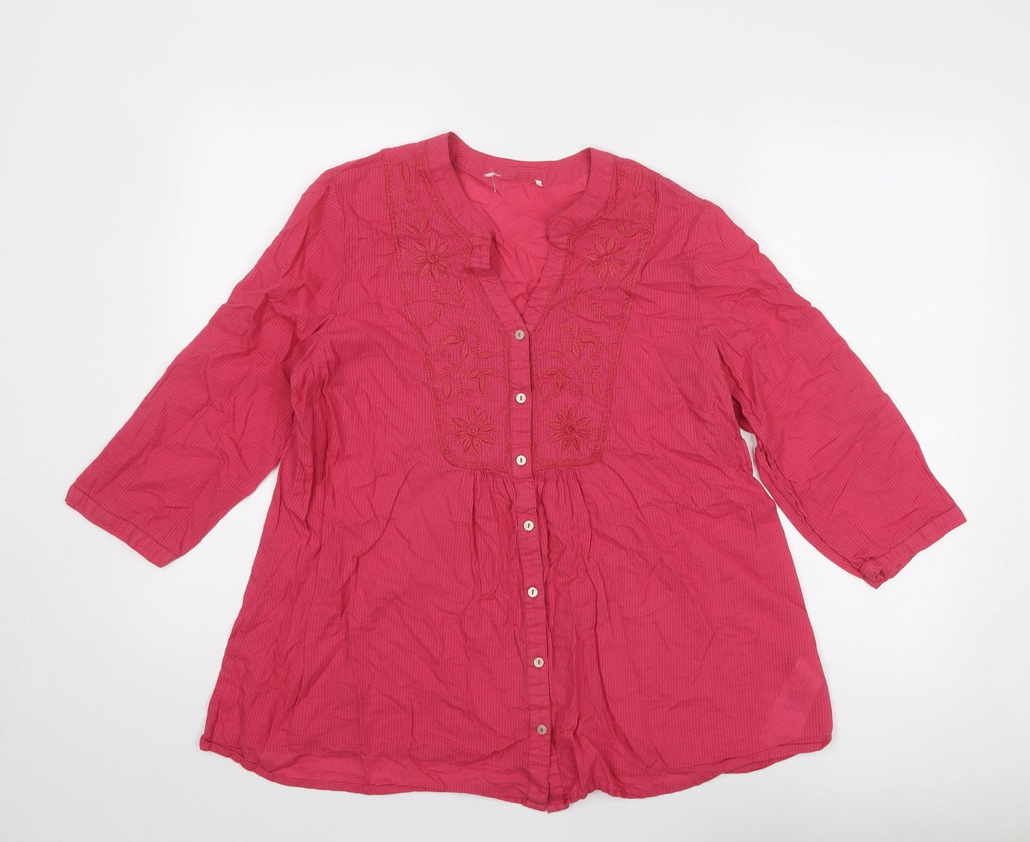 Womens UK Size 16 JD Williams Pink Basic Button-Up