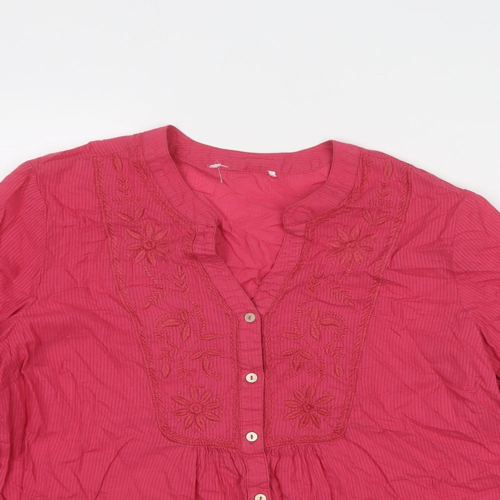 Womens UK Size 16 JD Williams Pink Basic Button-Up